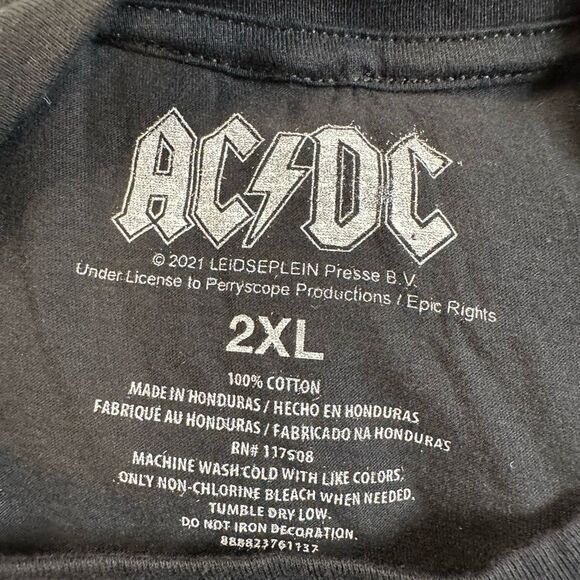 NWT AC/DC Unisex Black Short Sleeve Graphic Tee Shirt Vintage Look 1976-Size XXL - Picture 3 of 6